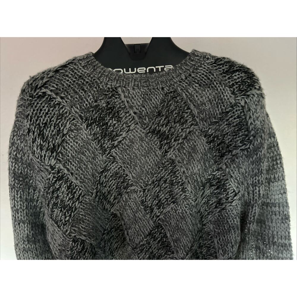 Damön Hand Knit Chunky Cable Sweater Men’s Large Gray Basketweave Knit Grandpa - Picture 4 of 7